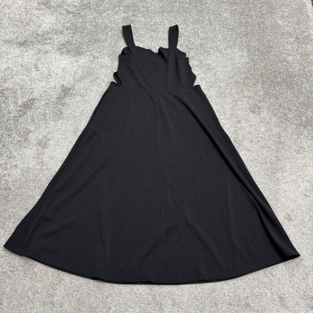 Free Press A-Line Fit & Flare Cut Out Midi Dress Womens Medium Black Sleeveless